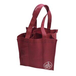 Vintage Trader Joe's Burgundy 6 Bottle Wine Bag Reusable Shopping Tote